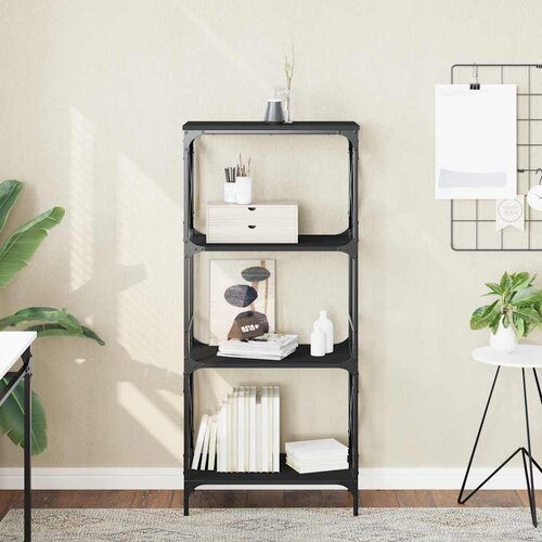  Regal za knjige s 4 razine crni 59x35x132 cm konstruirano drvo Cene