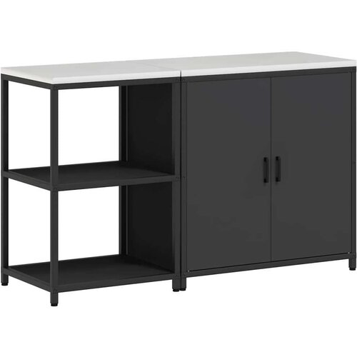 vidaXL Kuhinjski set za pohranu s policom s pohranom s vratima Podesiva 2 pcs Crna 150 x 50 x 92 cm Cijene