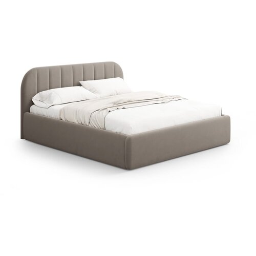 Windsor & Co Sofas Svetlo rjava oblazinjena zakonska postelja s prostorom za shranjevanje z letvenim dnom 140x200 cm Juno – Cene
