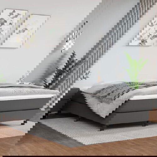 The Living Store Posteljni okvir siv 140x200 cm umetno usnje - Box Spring Posteljni Okvir, (21517491) Slike