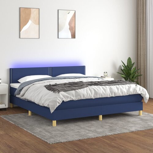  box spring s madracem LED plavi 180x200 cm od tkanine Cene