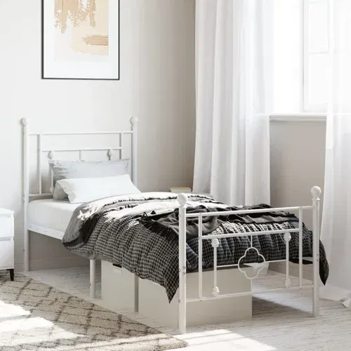vidaXL Metalni okvir kreveta uzglavlje i podnožje bijeli 80x200 cm