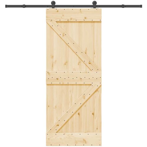 vidaXL Drsna vrata s kompletom vodil 85x210 cm trdna borovina Cene