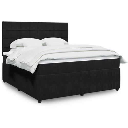 VidaXL Box spring postelja z vzmetnico črna 180x200 cm žamet Slike
