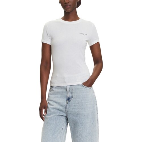 Tommy Hilfiger Majice s kratkimi rokavi TJW SLIM LINEAR SS T DW0DW21164 Bela Slike