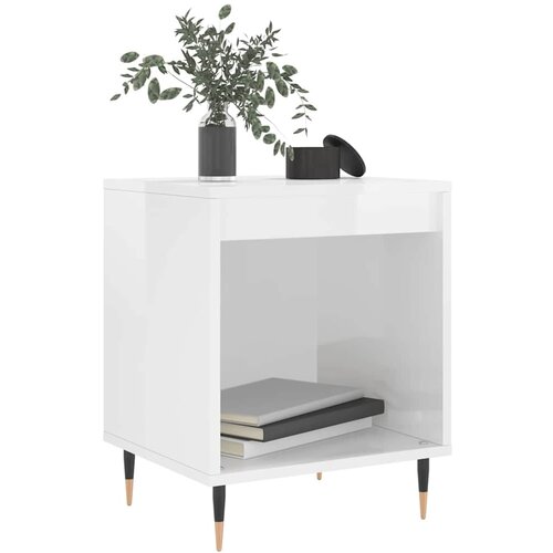  Noćni ormarići 2 kom sjajni bijeli 40x35x50cm konstruirano drvo Slike