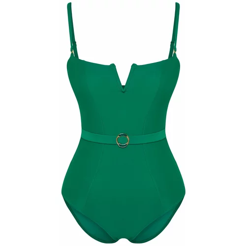 Trendyol Green Belted Strapless Swimsuit