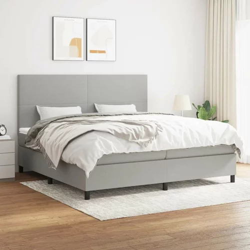  Box spring postelja z vzmetnico svetlo siva 200x200 cm blago, (20761009)