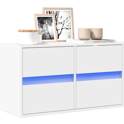 vidaXL Stenska TV omarica z LED lučkami bela 80x31x45 cm Cene