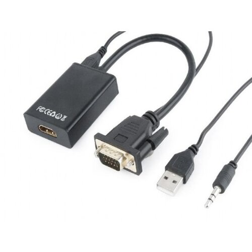 Gembird VGA to HDMI adapter cable, 0,15m, black Slike