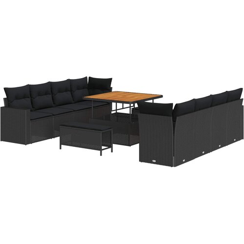  Sjedeća garnitura za vrt 12 kom. 12-Broj sjedala Crna poliratan 237.5 x 224 x 85 cm Slike