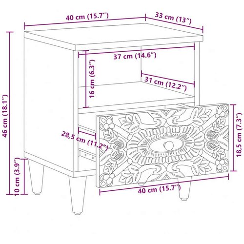  Ormar za krevet 2 pcs Bijelo 40 x 33 x 46 cm Čvrsto drvo manga - Bijelo 2 Slike