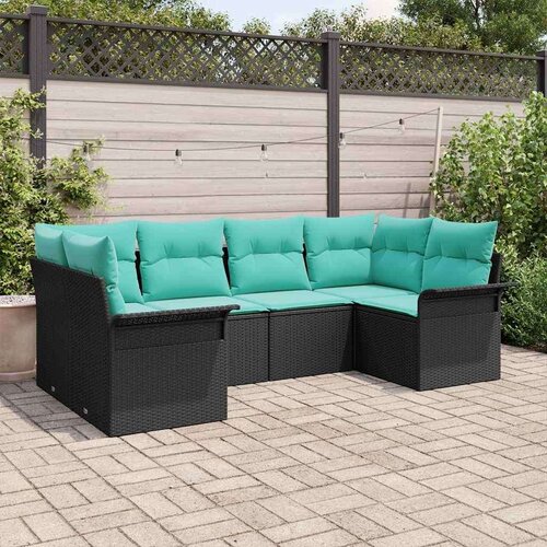  Vrtna sedežna garnitura z blazino 6 pcs Črna Poly ratan, (5000143288) Cene