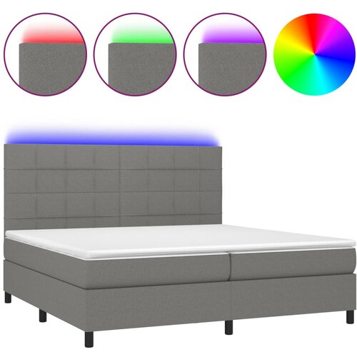 Maison Chic Box spring postelja - Vzmetna postelja z vzmetnico LED temno siva 200x200 cm blago SL9574, (21903547) Cene