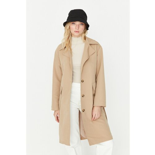 Trendyol Beige Belted Button Closure Trench Coat Slike