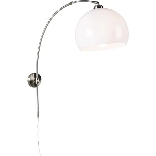 QAZQA Retro stenska obločna svetilka iz jekla z belim nastavljivim senčnikom