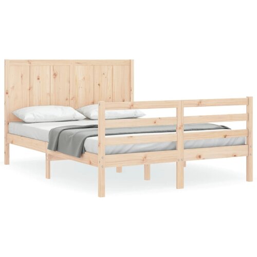 Maison Chic Posteljni Okvir - Dvoposteljna postelja z vzglavjem trden les, (22080376) Cene