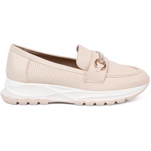 Shelvt Light beige loafers with a decorative gold element Cene