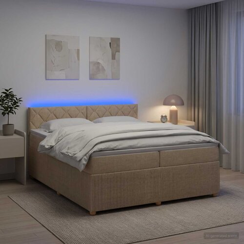  Boxspring krevet s madracem Krem 200 x 200 cm Tkanina Cijene