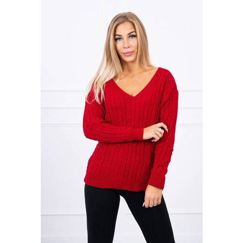 Kesi Knitted sweater with V-neck in red Slike