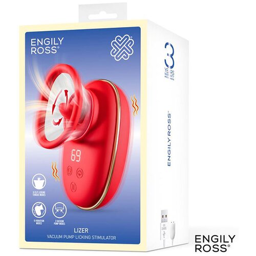 ENGILY ROSS Lizer Vacuum Pump Licking Stimulator with Vibrations Red Slike