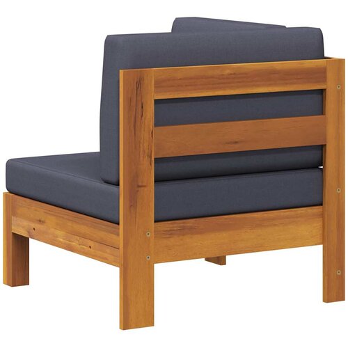  Kutna sofa s tamnosivim jastucima masivno bagremovo drvo Slike