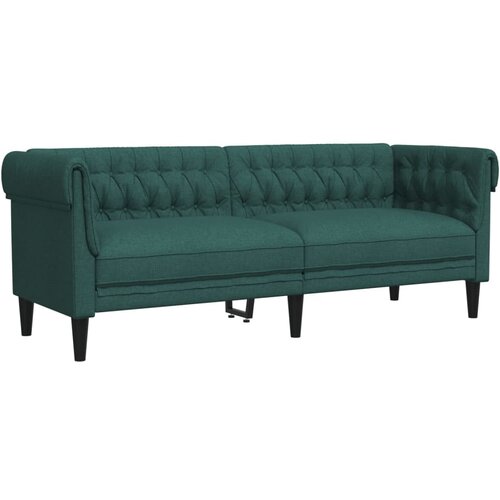 Maison Chic kavč - Sofa - Kanape trosed Chesterfield temno zelena tkanina, (21726813) Cene