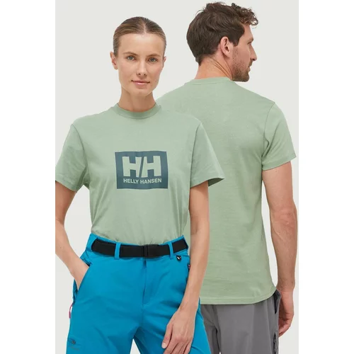 Helly Hansen Bombažna kratka majica zelena barva