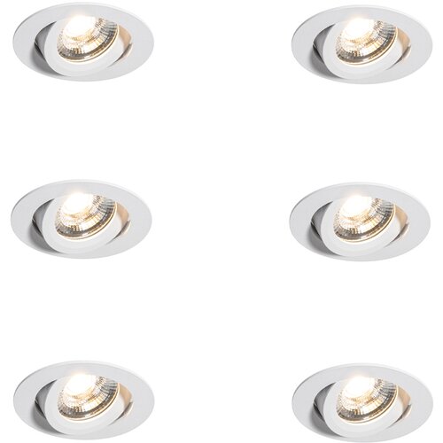 QAZQA Set van 6 moderne inbouwspots wit 8,2cm incl. LED IP54 ultra slim - Pupil Slike