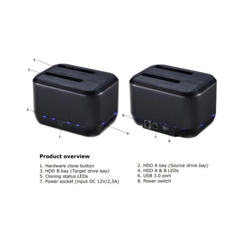 LC-Power HDD docking station LC-DOCK -U3-III USB 3.0 LC-Power Kloniranje (alt. HDDU) Slike