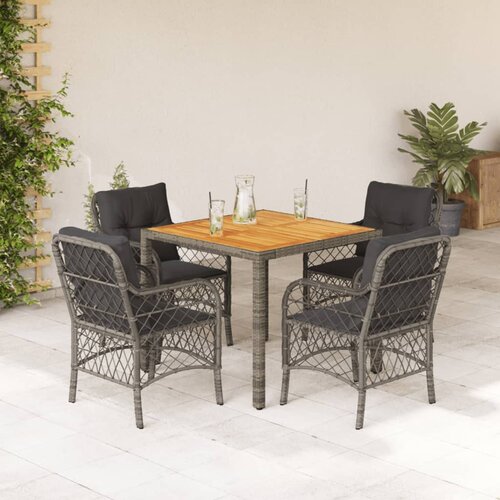  5-dijelni vrtni blagovaonski set sivi od poliratana Siva Dužina stola 90 cm Cene