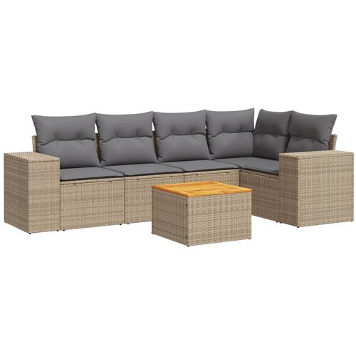  6-dijelni set vrtnih sofa s jastucima bež od poliratana Slike