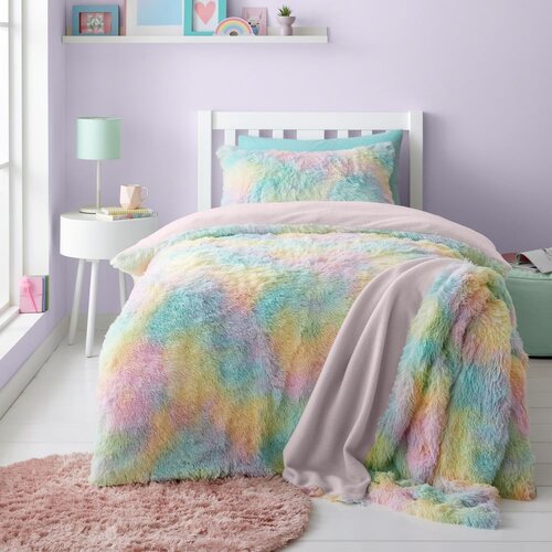 Catherine Lansfield Dječja posteljina za krevet za jednu osobu od mikropli&amp;scaron;a 135x200 cm Rainbow Cuddly &amp;ndash; Slike
