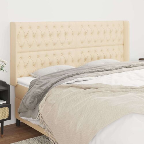  Uzglavlje s u&amp;scaron;ima krem 183x16x118/128 cm od tkanine Slike