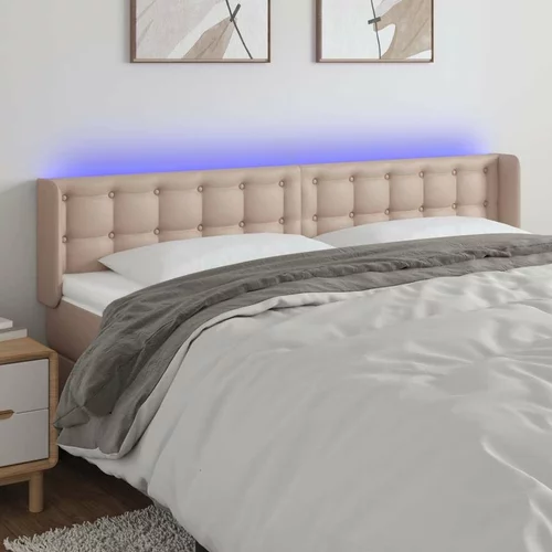  LED posteljno vzglavje kapučino 163x16x78/88 cm umetno usnje, (20951909)