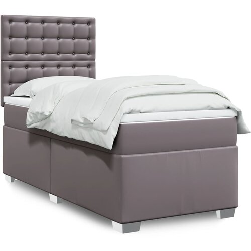 vidaXL Box spring postelja z vzmetnico siva 90x200 cm umetno usnje Cene