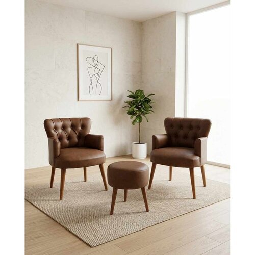 Atelier Del Sofa Az-2Rom-Cvz set od 2 fotelje i taburea, braon Cene