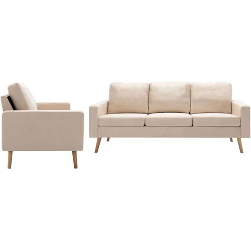  2-dijelni set sofa od tkanine krem