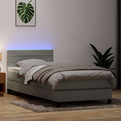 Box spring postelja z vzmetnico svetlo siva 80x220 cm žamet, (21792404) Cene