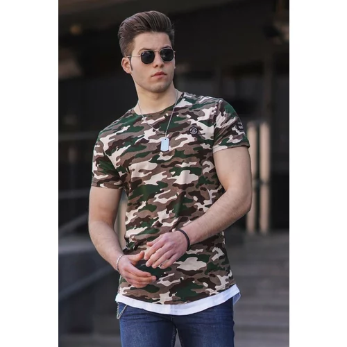 Madmext Camouflage Patterned Beige Men's T-Shirt 4480
