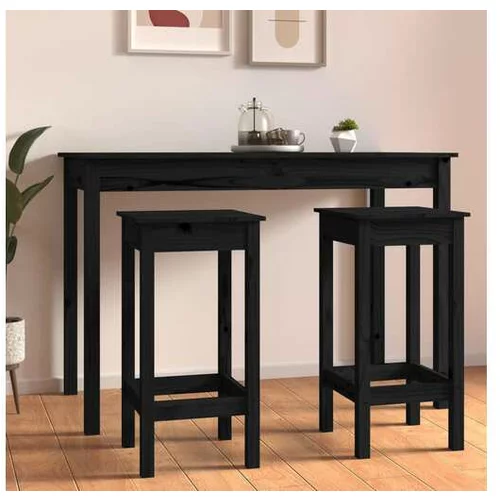  Barski stol 2 kosa črne barve 40x40x78 cm trdna borovina