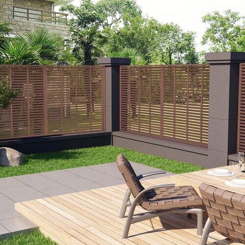 vidaXL Ograja z vodoravnimi letvami WPC 180x180 cm rjava Cene