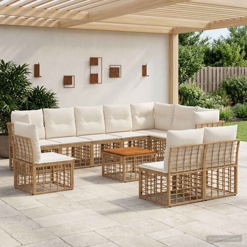  Set vanjskih sofa 11 kom. Prirodna i krema bijela Poliester Cene