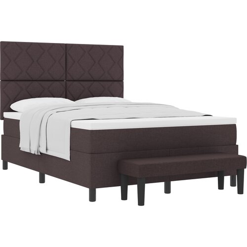 vidaXL Vzmetnica za posteljo z vzmetnico in klopjo temno rjav 160x200 cm tkanina, (22083352) Cene