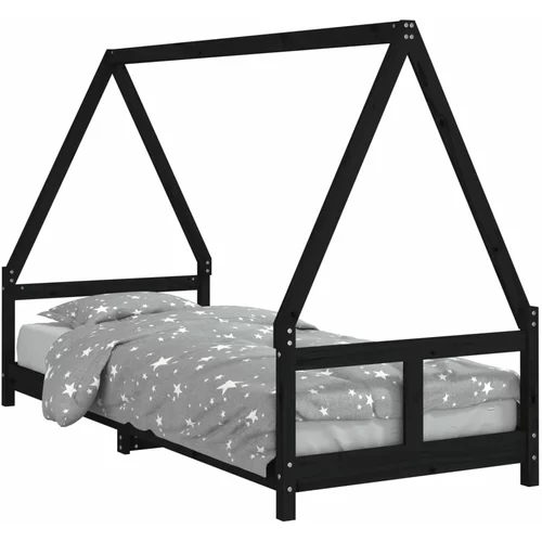 vidaXL Otroški posteljni okvir črn 80x200 cm trdna borovina, (20787682)