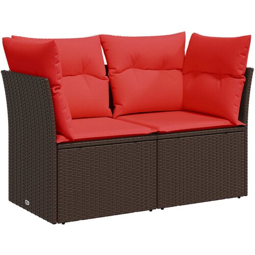  Set sofe 6 kom. Smeđa i crvena Poli Rattan i čelik Slike