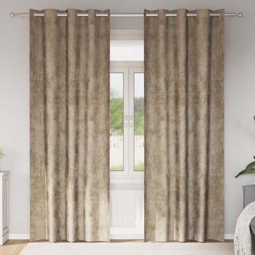 VidaXL Zavese iz žameta 2 kosi z očki &amp;Scaron;ampanjec 245x140 cm Slike