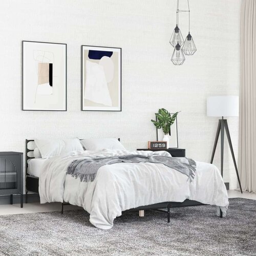  Okvir za krevet crni 120x190 cm konstruirano drvo i metal Slike