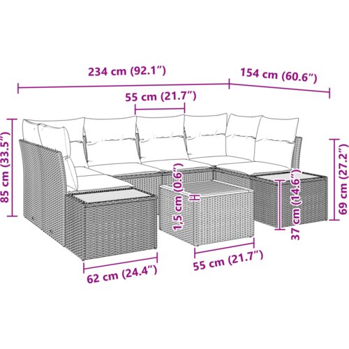 vidaXL set vrtnih sofa s jastučićima crna Poli Rattan Akacija Cene