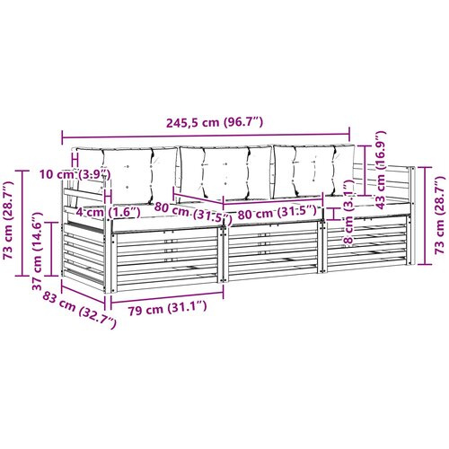  Set vanjskih sofa 3 kom. Bijela i krem Poliester Slike